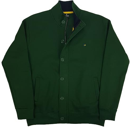 Coveri Felpa Cardigan Giacca con Bottoni Cerniera Tasche Zip Uomo Taglie Forti XXXXL 5X (5XL - Verde)
