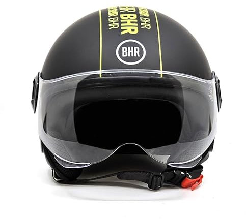 BHR Casco Demi-Jet 835 SPECIAL - Casco Scooter Omologato ECE 22.06 con Visiera a Occhiale Antigraffio - Sgancio Micrometrico e Guanciali Removibili - Cool Black XL