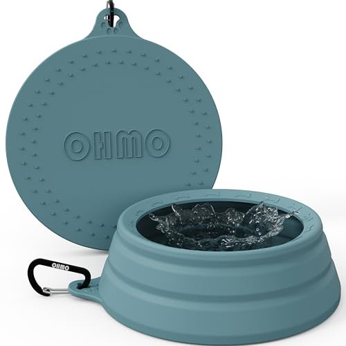 OHMO Collapsible Dog Water Bowl Large 1000ml No Spill from Car Movement, Travel Dog Bowls, Less Splash Portable Pet Bowl for Road Trip, Cat Travel Accessories