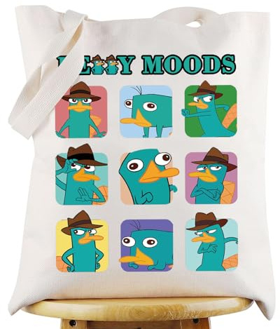 LEVLO Perry The Platypus Tote Bag OWCA Agent P Fans Gift Perry Moods Shoulder Bag Cartoon Platypus Perry Merchandise