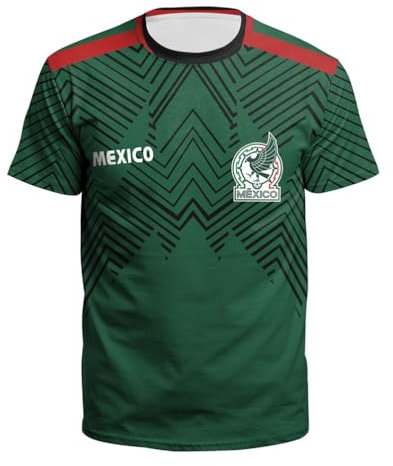 YuanDiann 2024 Europea/America Calcio Coppa Magliette Tifosi Fare Il Tifo Sport Casual Uomo Donna Bambini Bandiera Nazionale Stampa Manica Corta Asciugatura Veloce T Shirt Messico L