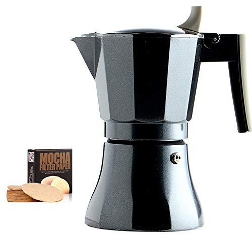 OQHAIR Caffettiera Caffettiera Apparecchio per Il caffè Moka Caffettiera elettrica Caffettiera Espresso Caffettiera Domestica Utensili da caffè (Colore : Rosso, Dimensioni : 300ml) (Black