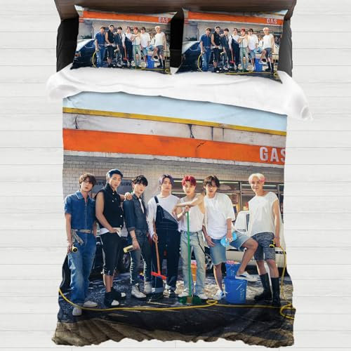 XYOK BTS Kinder Bettwäsche K-Pop Bettbezüge Mikrofaser Bettwäsche Sets Kissenbezug Schlafzimmer dekorative 3-teilig Mädchen Geschenke (J-Hope, 135x200cm)