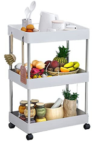 Servierwagen Küchenregal, raumhohe, mehrschichtige Kühlschrankrisse, Abnehmbarer Trolley, seitliches Lagerregal, Wohnzimmerzubehör, Lagerregal Rollwagen (Color : 3 Layer)