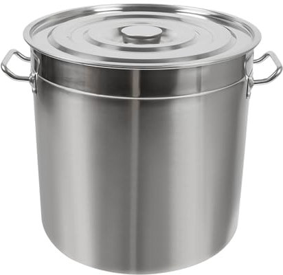 ERnonde Olla de 50 l con tapa de acero inoxidable para catering, fiestas, recepciones de boda, gran capacidad, color plateado