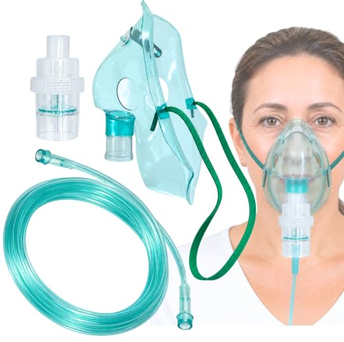 STAYPROTECH Nebuliser Replacement Set – Includes Upgraded Adult Nebuliser Mask, 2.1m Long Tubing & Nebuliser Chamber – Universal Nebuliser Replacement Accessory for Home & Travel Use.