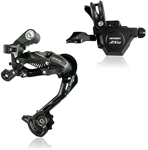 QAINKUN DéRailleurs RX101x10 VTT Petit Groupe avec 10 v vélo Manette de Vitesse Droite Levier dérailleur arrière déclencheur DéRailleur ArrièRe(RX10 a Set)