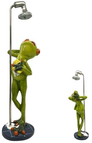 Hugsweet Froschfigur | Gartendusche Statuen – Gartenskulpturen & Statuen, lustige Terrassen-Froschstatue, Outdoor-Dekoration für Terrasse, Teich