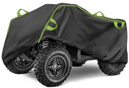 Momooda wasserdichte ATV- Motorrad Abdeckplane Outdoor, Hochleistungs-4-Rad-Abdeckung, Ganzjährig schneefest, UV-Schutz, nachtreflektierend, Schwarz, 245x105x125cm