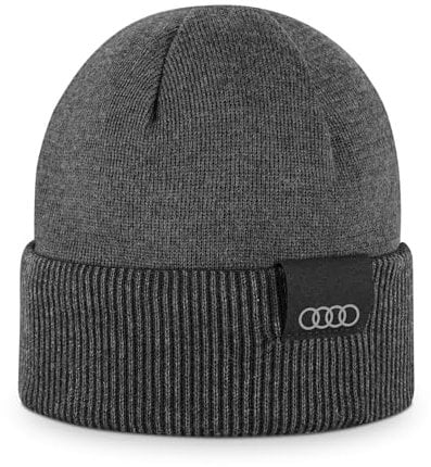 Audi 3132402100 Wende-Strickmütze Beanie Mütze, schwarz/grau