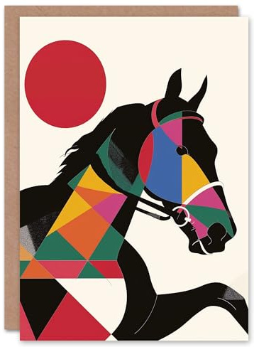 Artery8 Colourful Geometric Grand National Horse Race Ad For Him Man Birthday Card