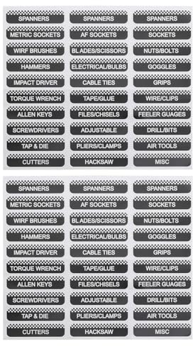 SG Store 2pcs Stickers for Organizer Tool Boxes Workshop Identification Drawer Labels Waterproof Adhesive 30 Stickers for Single Sheet Adhesive Size 57 x 14 mm