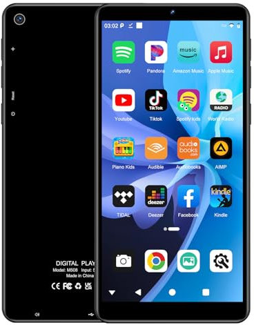 5.5 Zoll Spotify MP3-Player mit Bluetooth und Wi-Fi, Touchscreen Musik Player mit Kamera, Mp4-Player mit Amazon Musik, Audible, Deezer, Digitaler Walkman-Musikplayer (Schwarz)