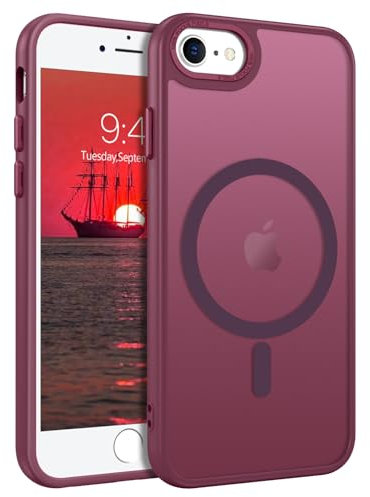 BENTOBEN Funda Magnética Compatible con iPhone 7, iPhone 8 Funda, Funda para iPhone SE(2020)(2022) [Compatible con Magsafe] Carga Inalámbrica Carcasa Translúcido Mate Protección Grado Militar-Ciruela