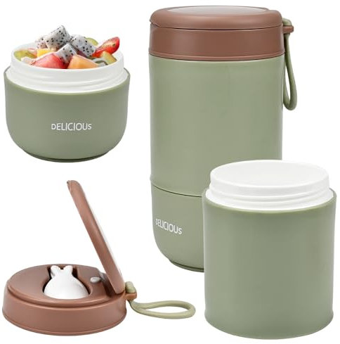 YBCCBY Porta Yogurt Termico,Contenitore Yogurt e Cereali,Tazza per Cereali a Doppio Strato,Bicchiere per Cereali To Go con Cucchiaio,Porta Cereali da Colazione Portatile per Porridge, Avena