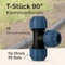 Jason T-Stück 90° Klemm Klemmverbinder PE Verschraubung für PE Rohr Verschraubung Adapter Black/Blue mit DVGW/KIWA/WRAS/SVGW (25 mm)