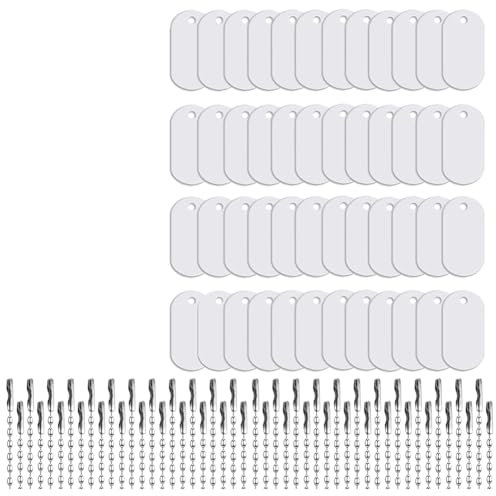 Hxhsgmeh - Lote de 48 placas de identificación para perros de sublimación de aluminio, collar de cadena para placa de identificación para perros de doble cara, ovalado para mascotas
