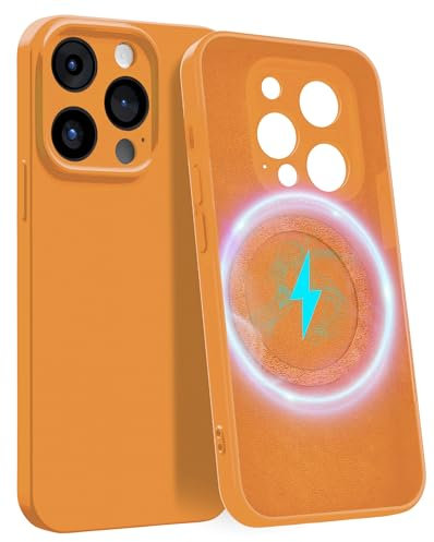 MyGadget Hülle für Apple iPhone 15 Pro [ kompatibel mit MagSafe | 4-Layer-Struktur Schutzhülle ] - Handyhülle mit Kameraschutz - Cover mit Innenfutter - Orange