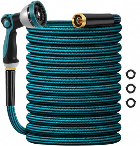 Gartenschlauch, 15,2 m, nicht dehnbarer Wasserschlauch, ultraleicht, knickfrei, stabil, flexibel, abriebfester Schlauch für Hof, Rasen, Outdoor, Marine und Camper