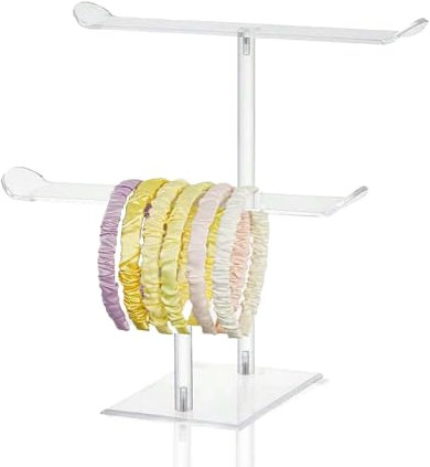 DOOCECIY Acrylic 2 Tier Headband Holder, Headband Stand for Girls Women