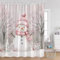 AJALGZ Rosa Schneemann-Duschvorhänge, Winterwald, Aquarellkunst, Weihnachten, Neujahr, Zuhause, Badezimmervorhänge, 120 x 213 cm, Duschvorhang
