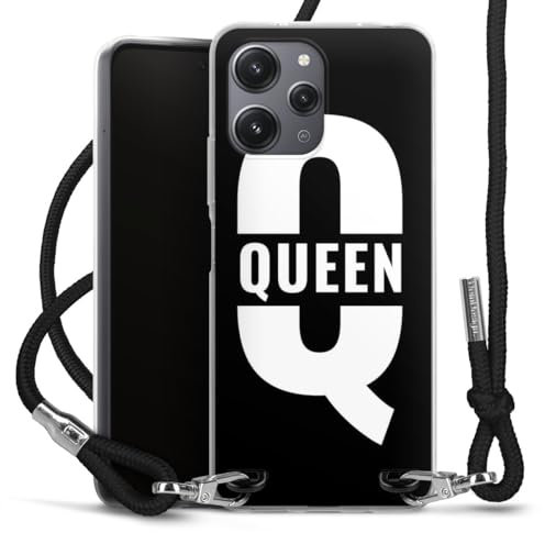 DeinDesign Carry Case kompatibel mit Xiaomi Redmi 12 Hülle mit Band Handykette zum Umhängen schwarz Queen Womensday Liebe