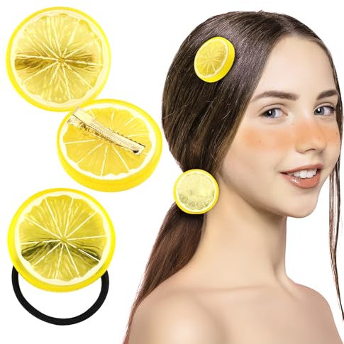 AYESY Zitronen-Haarspangen, 2 Stück Simulations Zitronen-Haarnadel Süße Frucht-Haarnadel Haarreif Orange Haar-Accessoires für Mädchen Kleinkinder Alltagskleidung Stylen und Dekorieren (Gelb)