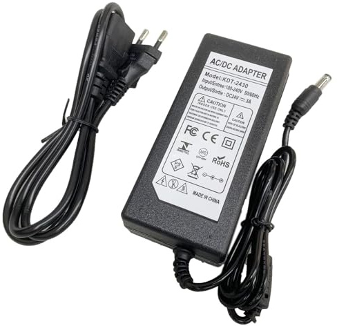 DC 24V 3A Netzteil, 72W AC 100-240V zu DC 24V Netzteil Transformator 5,5mm x 2,5/2,1mm Schalten PC Netzkabel für Wireless Router, CCTV Sicherheitssystem, LCD Monitor EU Stecker