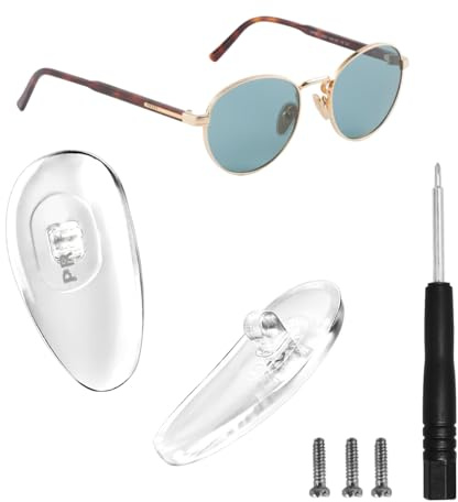 hengfento2 Screw-in Nose Pads Replacement for Prada Eye Glass Eyeglass Sunglass Frames with Screws Screwdriver Set 16.5mm (Silver)