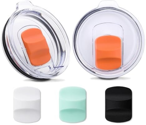 2 Pack 20 oz Tumbler Lid with 5 Pcs Colored Magnetic Slider Switch for Yeti,20 oz Replacement Spill Proof Tumbler Cover, Compatible with YETI 20 oz Tumbler,10/24 oz Mug and 10 oz Lowball