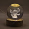 Creative Visualization lamp LED Kugel Lampe mit Gravur von STITCH 3D - Cartoon-Design, Sockel aus Holz, Stromversorgung über USB (STITCH)