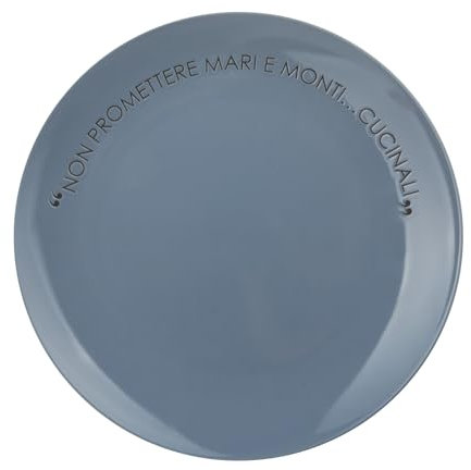 KASANOVA Teller flach blau 27 cm Steinware Schriftzug Quotes