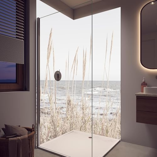 Duschrückwand Küstenbild - Am Meer - Wandverkleidung für Dusche aus ALU Matt 0,3 cm - fugenlos & wasserfest - Rückwand Dusche 90 x 200 cm - RUECKWAND24