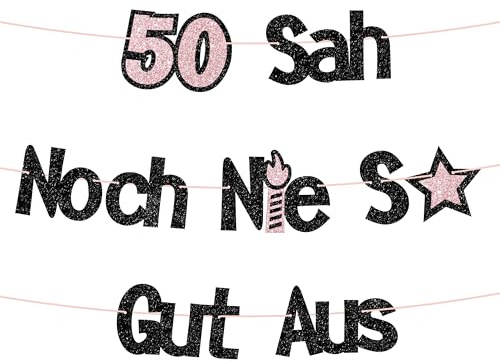 Glitzer 50. Geburtstag Banner, 50 Sah Noch Nie So Gut Aus Girlande, Deko 50 Geburtstag Mann für Männer und Frauen 50. Geburtstagsfeier, Jubiläum 50 Jahre Party (50 sah noch nie so gut aus Rosegold)