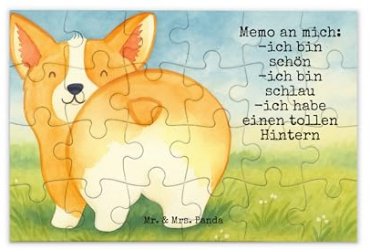 Mr. & Mrs. Panda Puzzle Corgi Po Design 24 Teile - Geschenk, Corgie, Positiv, Spruch, 2000, 1000, 500, Hund, Puzzlespiel, Geduldspiel, Sprüche, Achtsamkeit