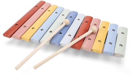 Woet Holz-Xylophon mit 12 Klangstäben und Notenheft | Spielzeug-Musikinstrument, Holz-Xylophon für Kinder, Rhythmus und Melodie, frühe Musikerziehung, ab 3 Jahren