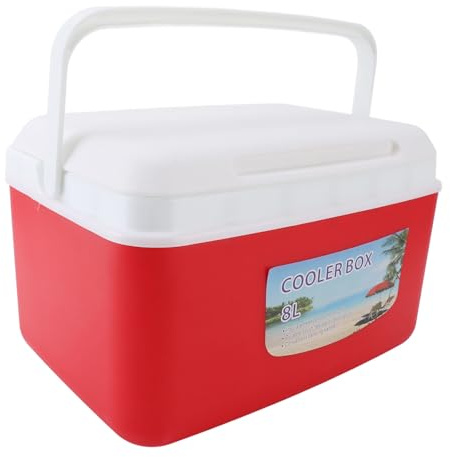 Qudinip Enfriador Portátil Aislado de 8L, Aislamiento Frío y Cálido Eficiente para Camping, Picnic, Playa, Nevera para Bebidas (Roja)