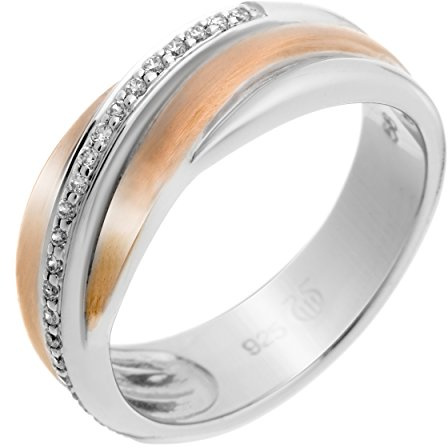 Orphelia Damen-Ring 925 Silber teilvergoldet Zirkonia transparent Brillantschliff ZR-7118