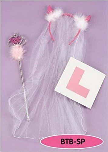 3 Piece Hen Night Do Party accesories Veil Wand and L Plate Bride To Be Set for Hen Stag Party Night