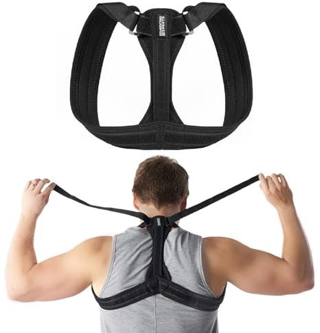 Modetro Correttore Posturale - Fascia Elastica Ortopedica per Supporto a Spalle e Schiena - Busto Traspirante e Regolabile per Sostegno Lombare, Unisex