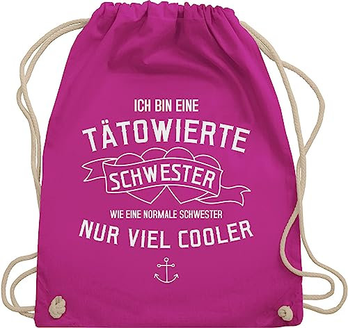 Shirtracer Turnbeutel Rucksack - Taschen - Ich bin eine tätowierte Schwester - Unisize - Fuchsia - geschenke geschenk sister beutel weihnachtsgeschenke für die schwestern stoffrucksack schwesterherz