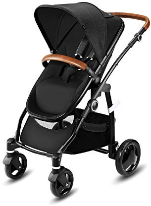 cbx Kombikinderwagen Leotie Lux mit wendbarem Luxsitz, Kunstlederaccessoires und faltbarem Kinderwagenaufsatz für Neugeborene, Inkl. Regenverdeck, Ab Geburt bis 15 kg, Smoky Anthracite