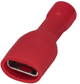 Heschen Terminale femmina a sgancio rapido in vinile completamente isolato, 6,3 x 0,8 mm, per cavi da 0,5-1,5 mm² (22-16 AWG), rosso, confezione da 100