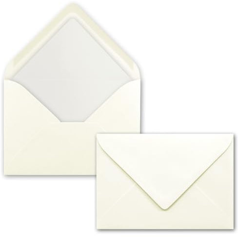 100 Briefumschläge Natur-Weiß - DIN C6 - gefüttert mit weißem Seidenpapier - 90 g/m² - 11,4 x 16,2 cm - Nassklebung - NEUSER PAPIER