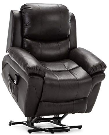 More4Homes MADISON DUAL MOTOR ELECTRIC RISE RECLINER BONDED LEATHER ARMCHAIR ELECTRIC LIFT RISER CHAIR (Brown)