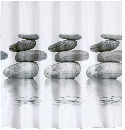 TOPINCN Rideau de Douche Motif Pierres Grises Imperméable et résistant aux moisissures Rideau de Salle de Bain avec Crochets de Suspension, 200 * 200CM