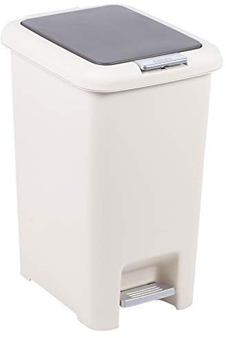URBNLIVING Large & Small Plastic Waste Bins for Rubbish & Garbage - Holds between 50-6.5L - Available in Square or Oval in Cream or Black (6.5L Square Bin (Cream))