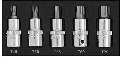 BlueSpot 5PCE 1/2 Torx Bit Set (T45-T70) (EVA Foam)