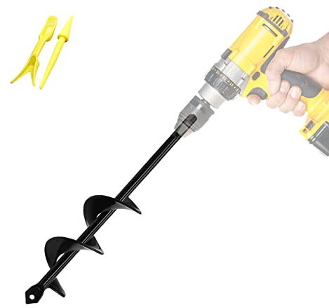 Auger Drill Bit for Planting 40x220mm Garden Auger Spiral Drill Bit Bulb Planter Auger Post Hole Digger Garden Spiral Hole Drill Planter Soil Auger Planting Auger for Hex Driver Drill Solid Shaft
