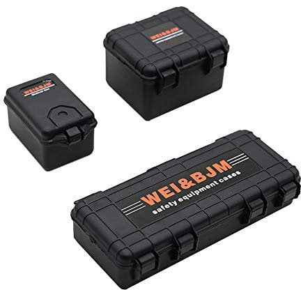 KEEDA Kunststoff Mini Gepäck Koffer Aufbewahrungsbox Werkzeugkasten Simulation Dekoration Zubehör für 1:10 RC Crawler TRX4 Axial SCX10 90046 CC01 D90 (Schwarz)